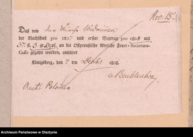 image.from.unit.number "Beläge zu der 1808-1809ten Widminnschen Jahres Kirchen und Armen Kassen Rechnung"