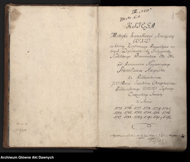image.from.unit.number "Księga podkanclerzego Joachima Chreptowicza (potwierdzenia przywilejów, nobilitacje, indygenaty)."