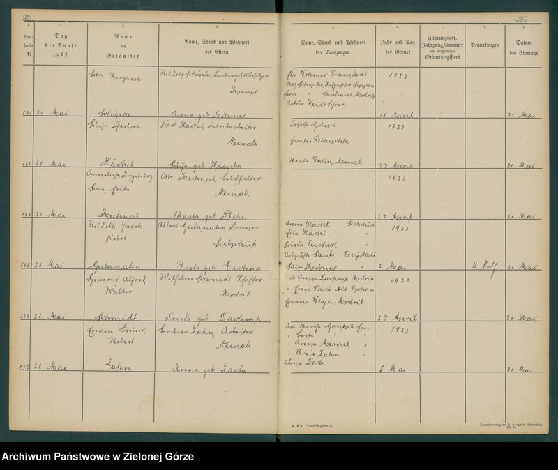 image.from.unit.number "Taufregister der evangelischen Kirche zu Neusalz a[n] O[der] Diöcese Freystadt N[ie]d[e]r Schl[iesen]"