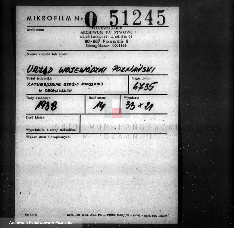 Obraz 2 z jednostki "Zatwierdzenie Rzeźni Miejskiej w Obornikach"