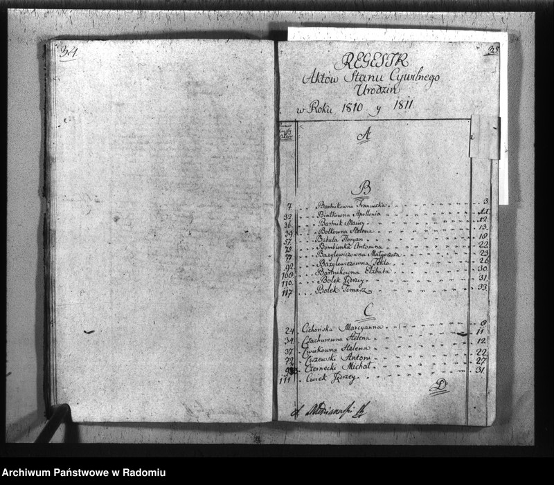 image.from.unit.number "[Akta urodzonych, zaślubionych i zmarłych parafii Głowaczów z lat 1810 - 1811]"