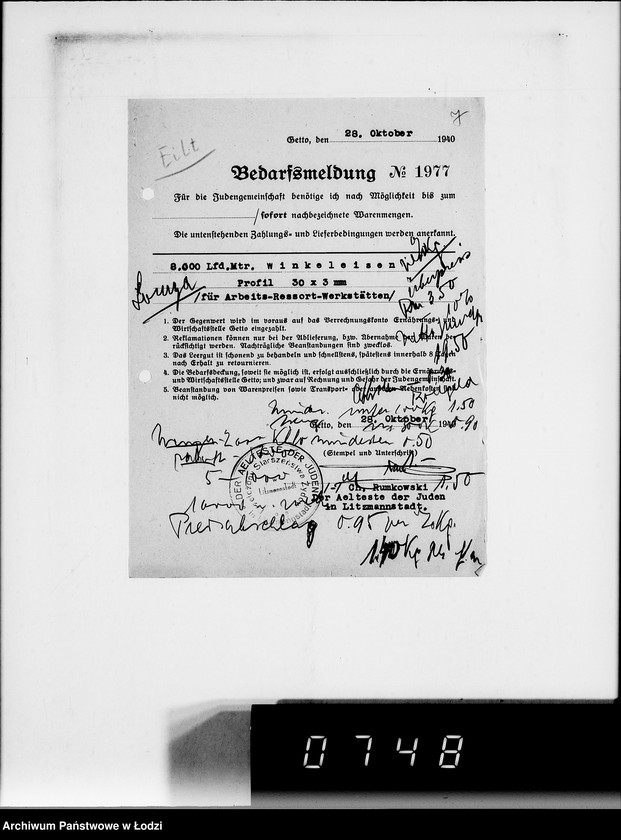 Obraz 11 z jednostki "Stornierte Bedarfsmeldungen [Korespondencja z różnymi firmami niemieckimi w sprawie dostawy różnych artykułów przemysłowych]"