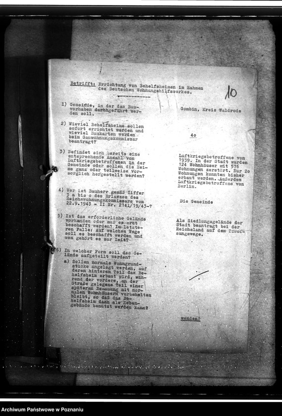 Obraz 18 z jednostki "Bau von Behelfsheimen in Gąbin, Kreis Waldrode (Gostynin)"