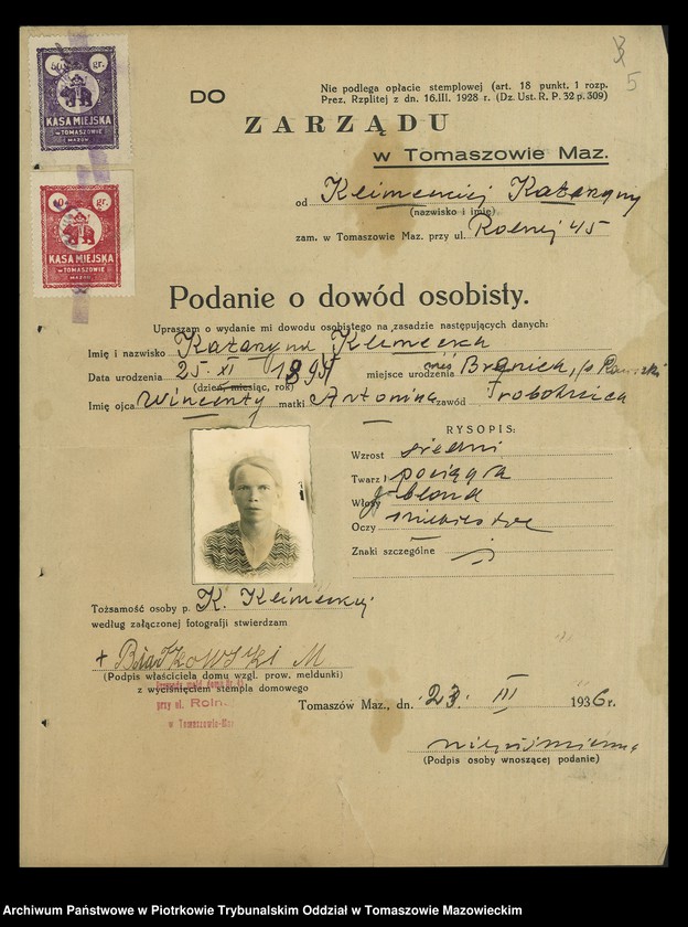 image.from.unit.number "Dowodów osobistych od nr 531 do 750. Tom IV"