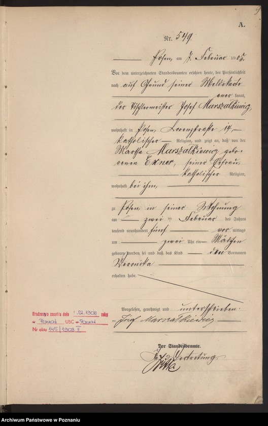 Obraz 11 z jednostki "Księga miejscowa urodzeń tom II"