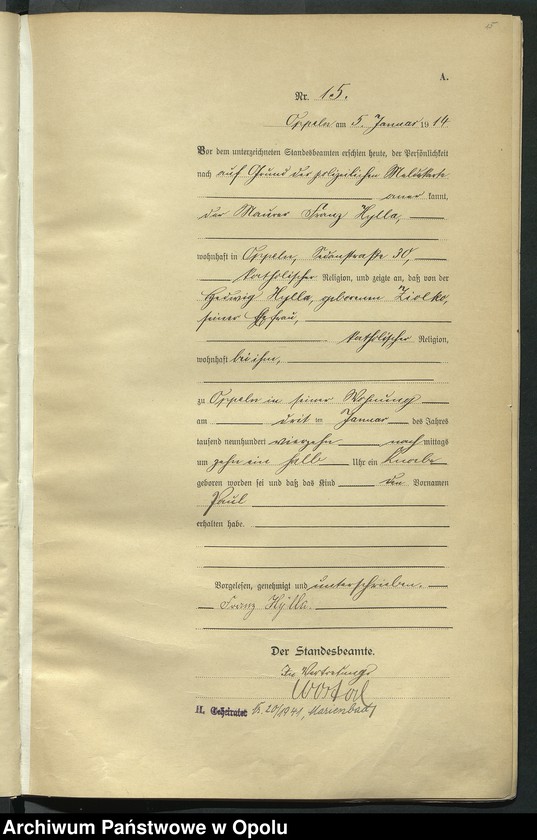 image.from.unit.number "Urząd Stanu Cywilnego Opole Księga Urodzeń Rok 1914 1-519"