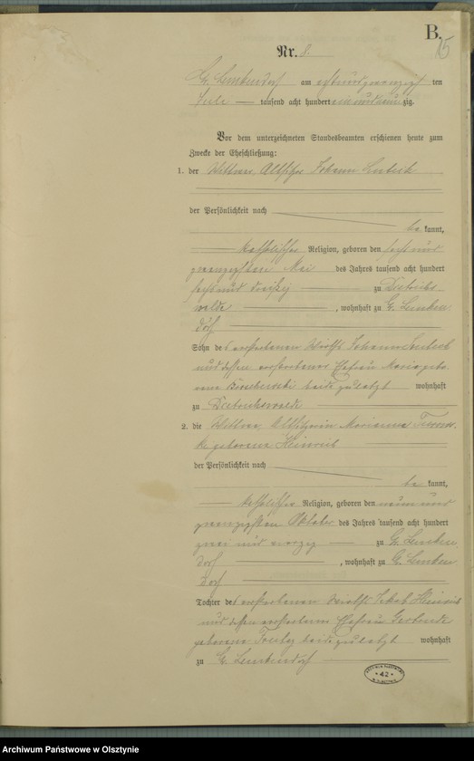 image.from.unit.number "Heiraths-Haupt-Register Nr 1 - 22 i 1 - 20"
