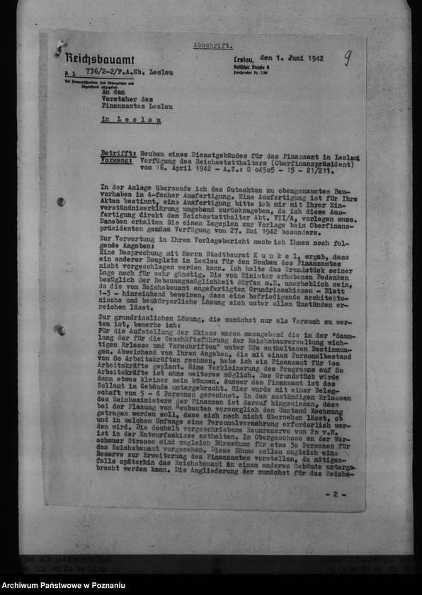 Obraz 14 z jednostki "Finanzämter - Neubauten der Dienstgebäude in Leslau, Lissa, Gnesen, Turek"