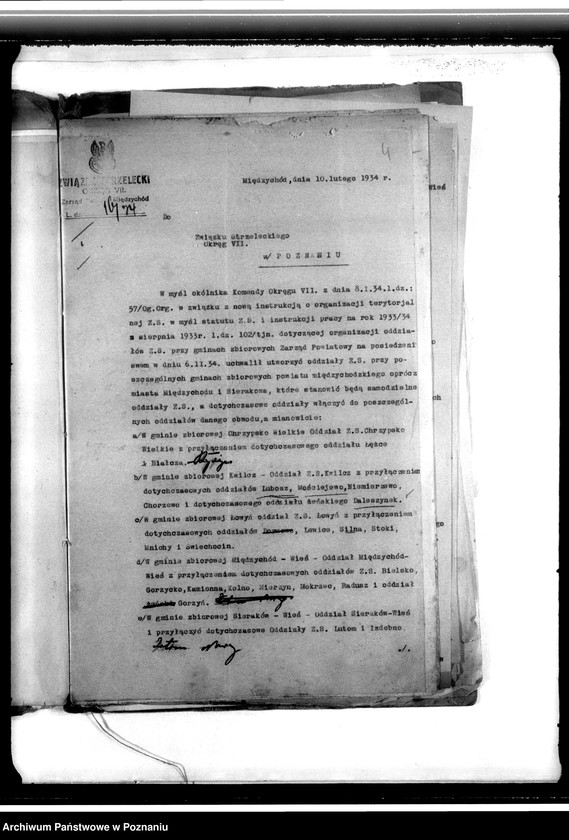 Obraz 8 z jednostki "Reorganizacja oddziałów gminnych Związku Strzeleckiego - okólniki, korespondencja, protokoły zebrań"