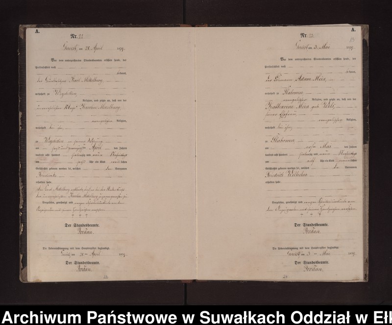 image.from.unit.number "Geburts-Neben-Register des Preussischen Standes-Amtes Gneist Kreis Loetzen"