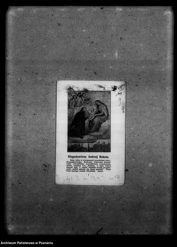 Obraz 13 z jednostki "Zbiór różny: listy i karty pocztowe byłych jeńców wojennych, zdjęcie z uroczystości ku czci Tadeusza Kościuszki, kantata na pogrzeb Kościuszki [nuty], modlitwa do błogosławionego Andrzeja Boboli."