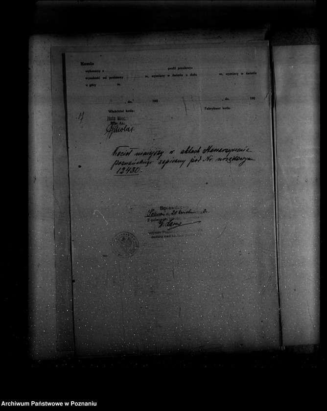 Obraz 11 z jednostki ""Huta miedzi" w Rudniczach powiat poznański nr porządkowy kotła 106"