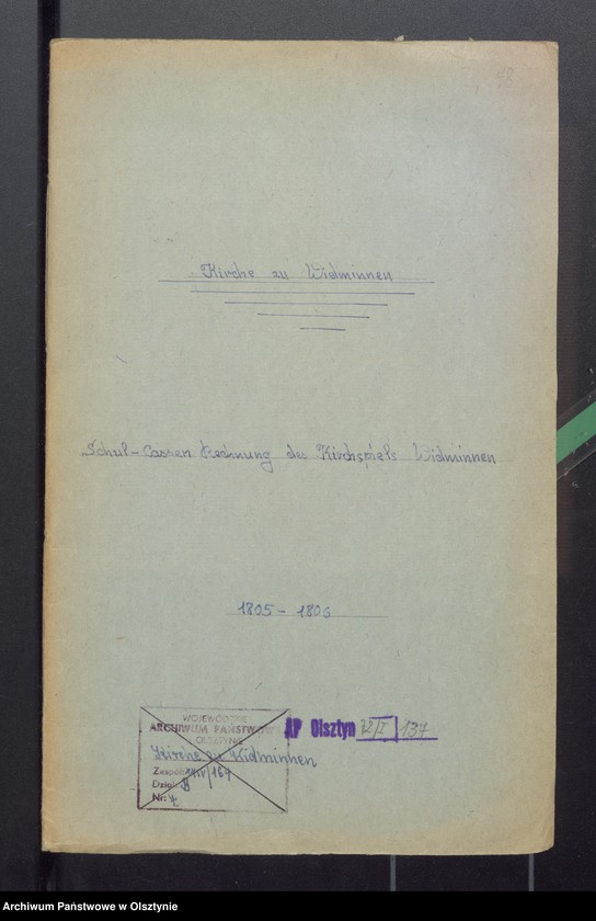 image.from.unit.number "Schul-Cassen Rechnung des Kirchspiels Widminnen"