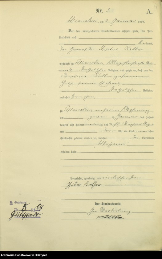 image.from.unit.number "Geburts-Haupt-Register Tom I,Nr 1 - 399"