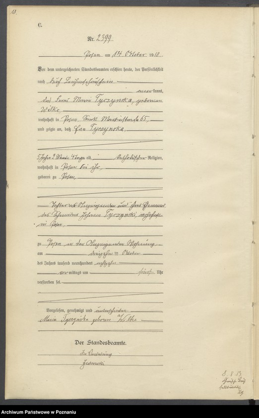 Obraz 20 z jednostki "Księga miejscowa zgonów tom VI [Rejestr główny zgonów]"