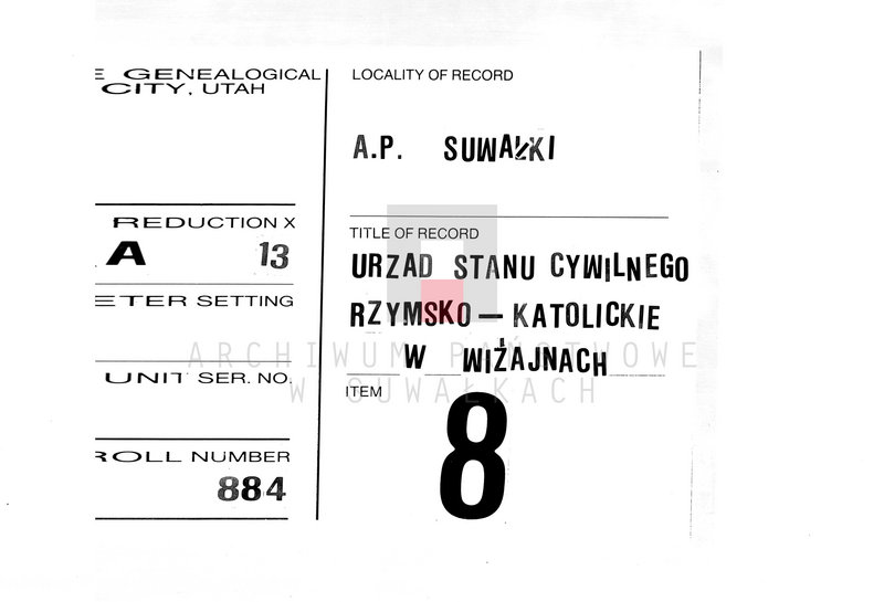 image.from.unit.number "Dublikat dlja zapisyvanija aktov graždanskogo sostojanija o roždenii, brakosočetanii i smerti vižajnskogo prichoda na 1883 god"