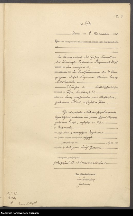 Obraz 9 z jednostki "Księga miejscowa zgonów tom VII [Rejestr główny zgonów]"