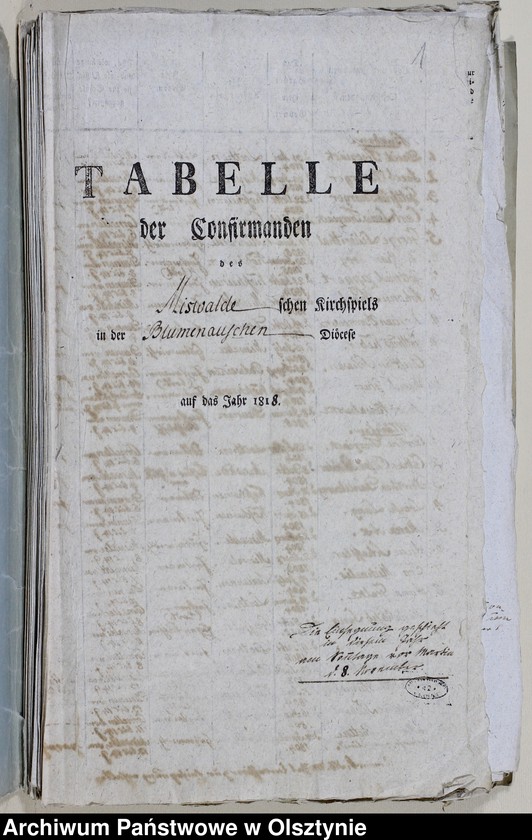 image.from.unit.number "Tabelle der Confirmanden des Miswaldschen Kirchspiels in der Saalfeldschen Diözese 1818-1821, 1825-1828, 1831-1847"