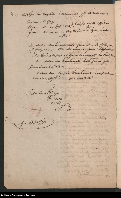 Obraz 5 z jednostki "A. betr. Personalia der Witwe Angelica von Dembowska und ihre Söhne Czeslaw und Eduard"