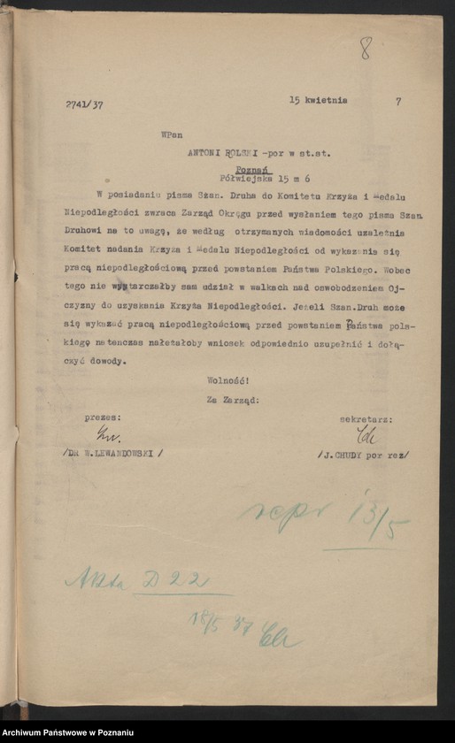 Obraz 10 z jednostki "Sprawy odznaczeń."