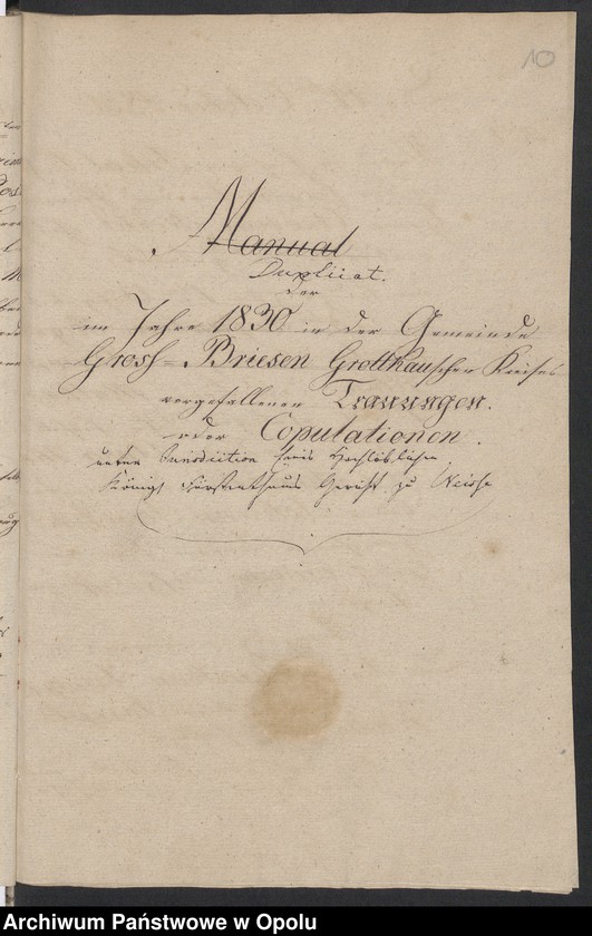 image.from.unit.number "Duplikate der Kirchen-Matrikel von Grosz-Briesen [Gross Briesen]1830-1858 [kościół filialny w Brzezinach parafii rzymskokatolickiej w Skoroszycach (Friedewalde)]"
