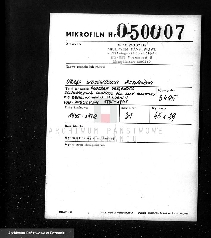 Obraz 2 z jednostki "Program urządzania gospodarstwa leśnego dla lasu klasztoru O.O Benedyktynów w Lubiniu powiat kościański"