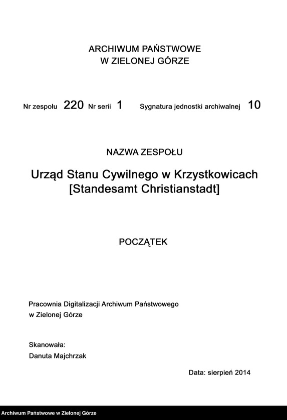 Obraz 3 z jednostki "Geburts-Neben-Register im Standes-Amt Christianstadt Kreis Sorau 1895"