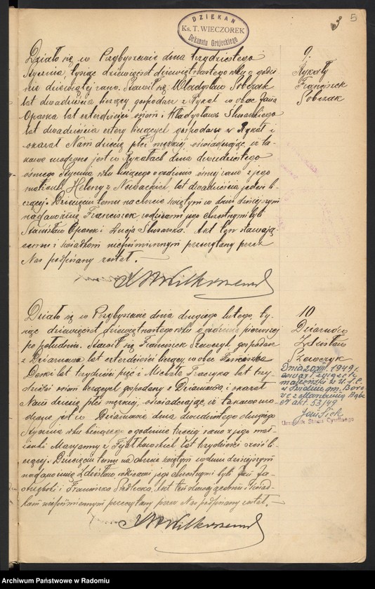 Obraz 7 z jednostki "[Duplikat akt urodzonych, zaślubionych i zmarłych parafii Przybyszew w 1919 roku]"