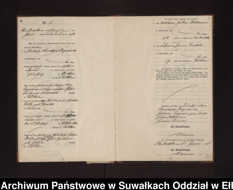image.from.unit.number "Heiraths-Neben-Register des Preussischen Standes-Amtes Gross Konopken Kreis Loetzen"