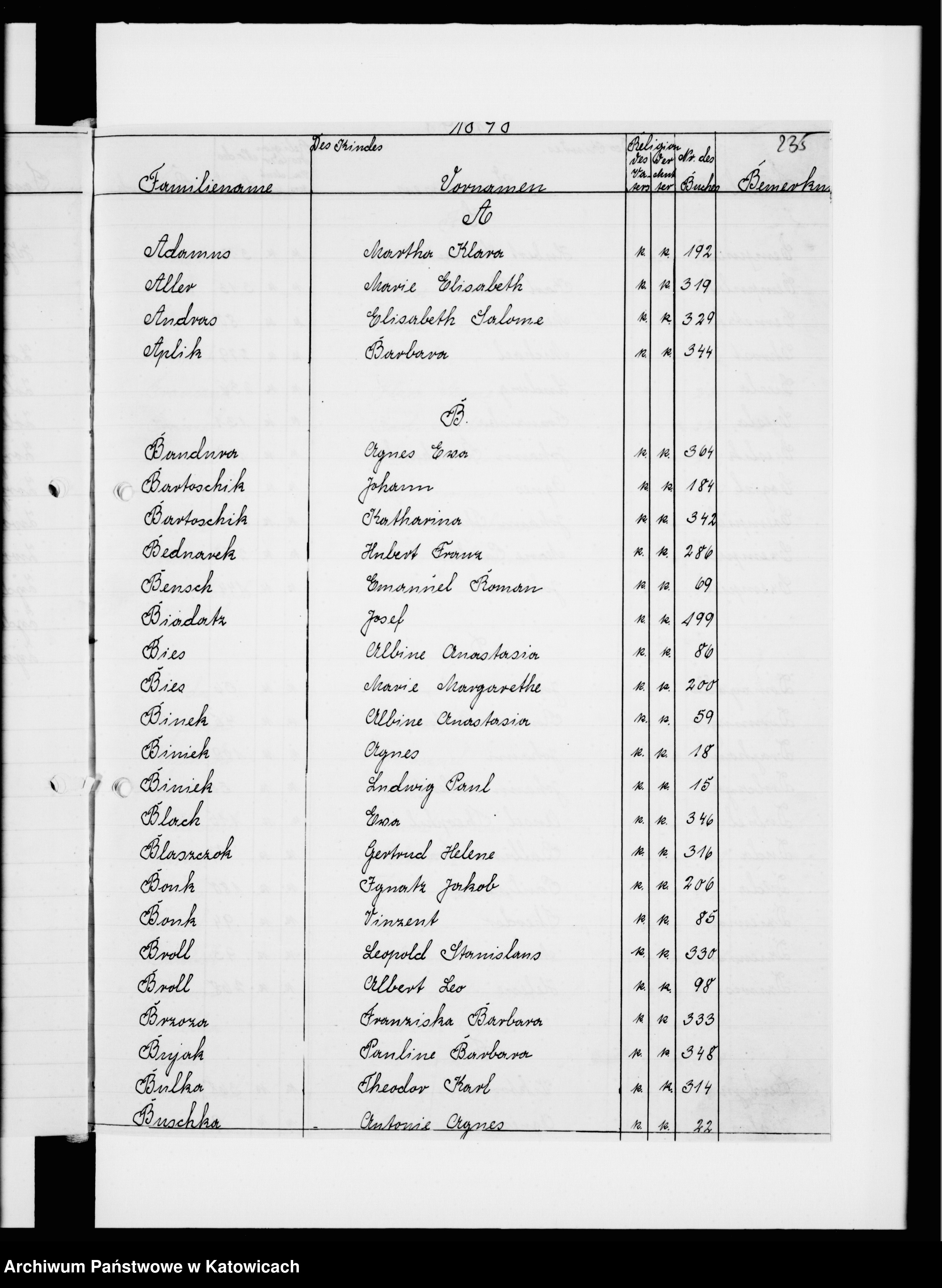 Skan z jednostki: Skorowidz do ksiąg urodzeń