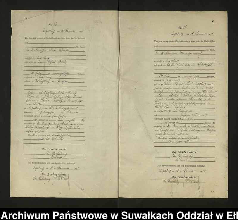 image.from.unit.number "[Sterbe - Register (Neben - Register) Standesamt Angerburg einschl. der Bezirke Gr. Strengeln, Kehlen und Prinowen]"