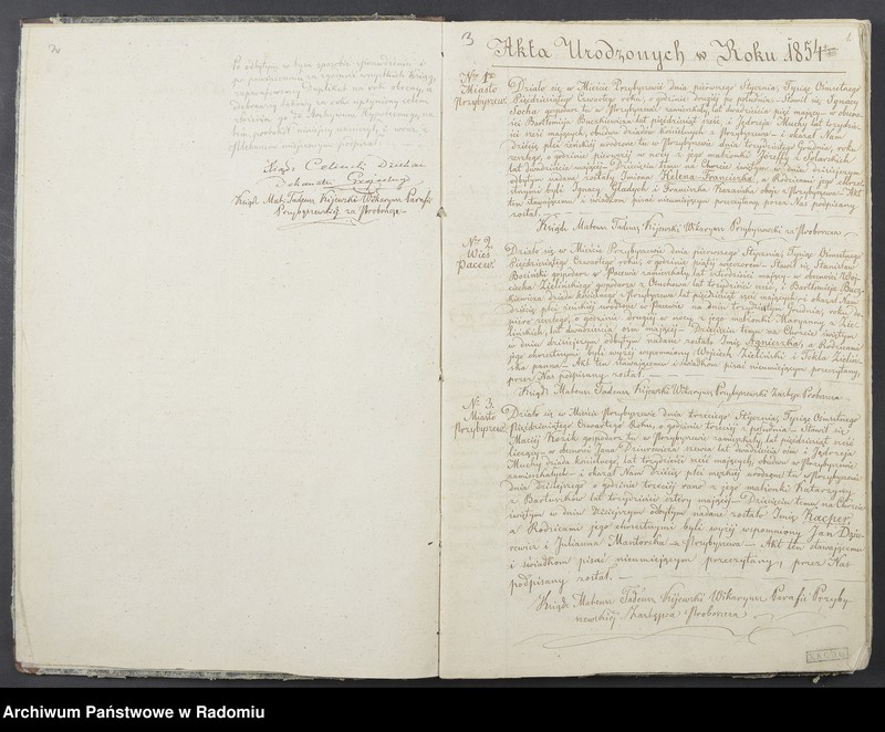 image.from.unit "Księga duplikat zawierająca urodzonych, zaślubionych i zmarłych w parafii Przybyszewskiej na rok 1854-ty"