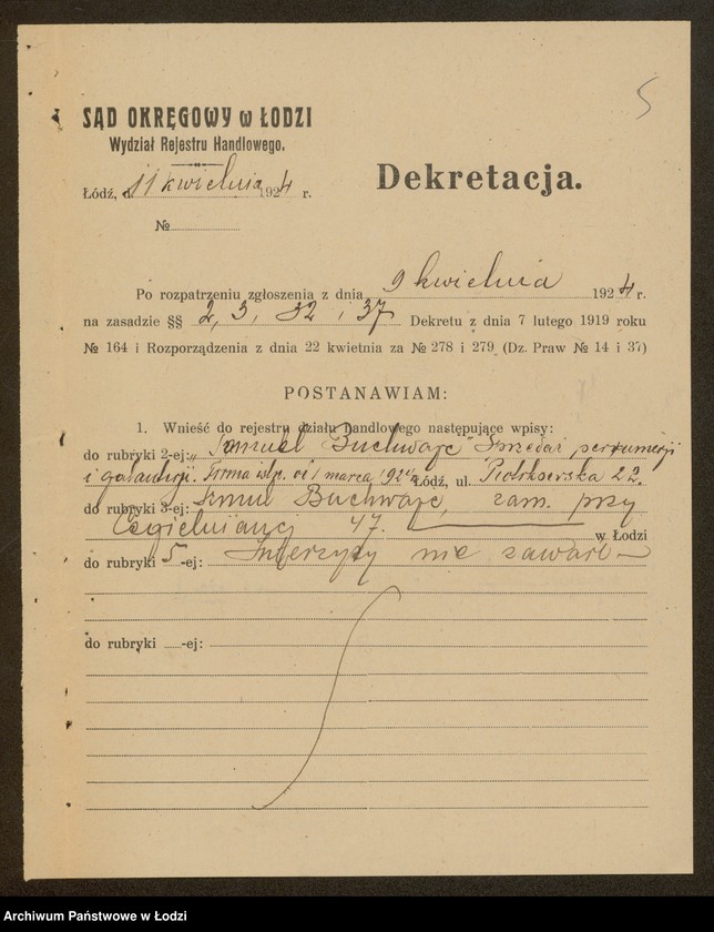 Obraz 7 z jednostki "Szmul Buchowajc- sprzedaż perfum i galanterii"