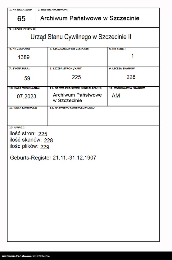 Obraz 1 z jednostki "Geburts-Register"