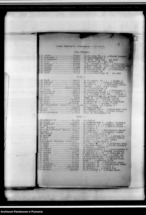 Obraz 12 z jednostki "Korespondencja dotycząca działalności sportowej: adresy towarzystw zrzeszonych w Polskim Okręgowym Związku Piłki Nożnej. Tabela rozgrywek"