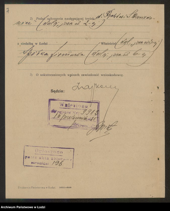 Obraz 9 z jednostki "A.Rychter i S.Dawidowicz- tkalnia i przędzalnia zarobkowa"