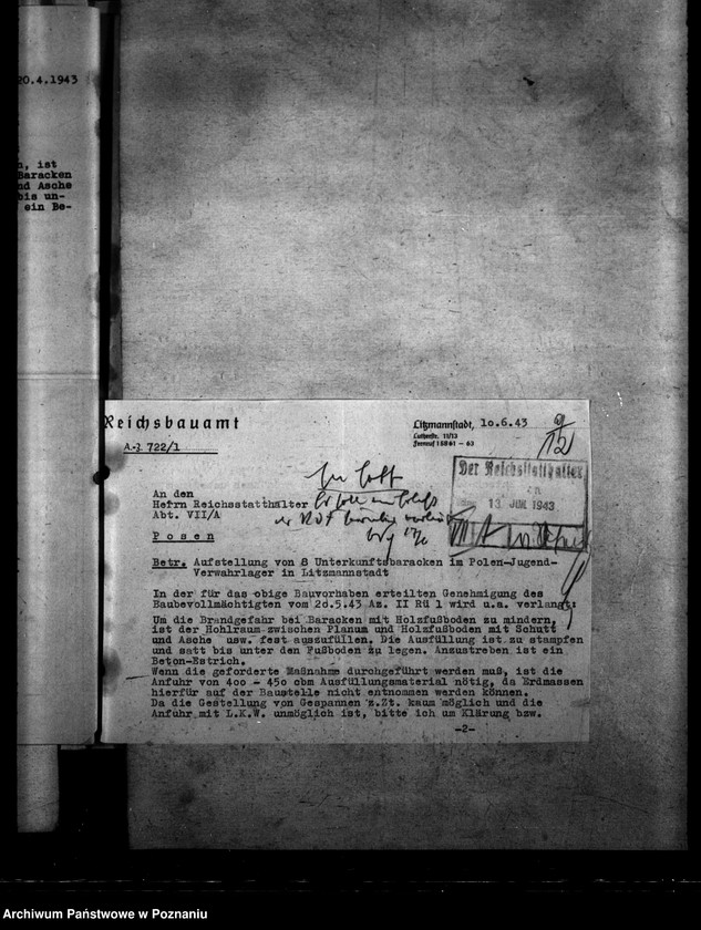 Obraz 16 z jednostki "Aufstellung von Baracken im Polenjugendverwahrlager Litzmannstadt (Łódź)"