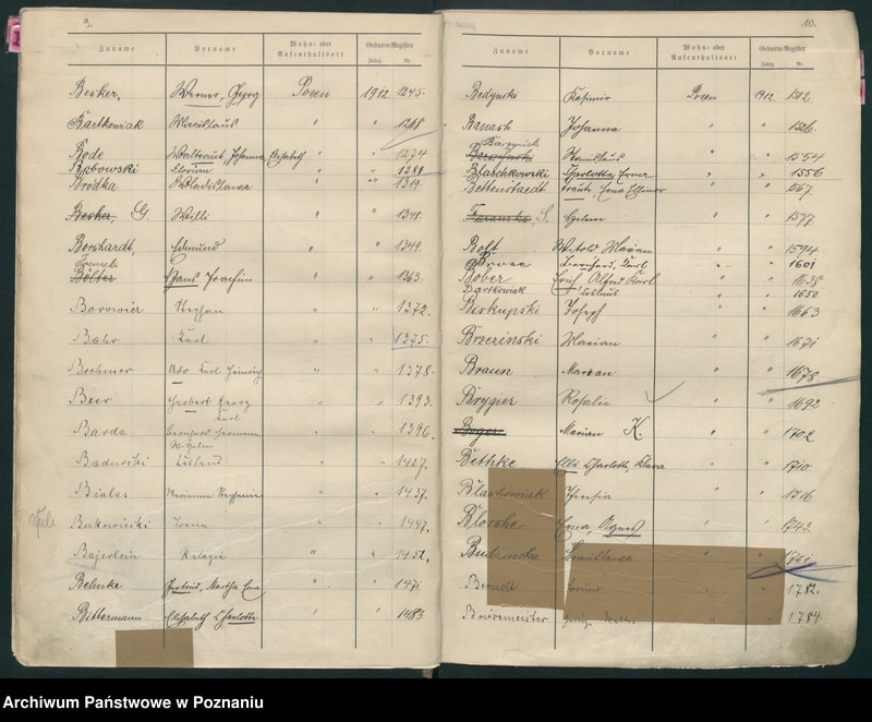 Obraz 8 z jednostki "Spis alfabetyczny urodzeń za 1912"