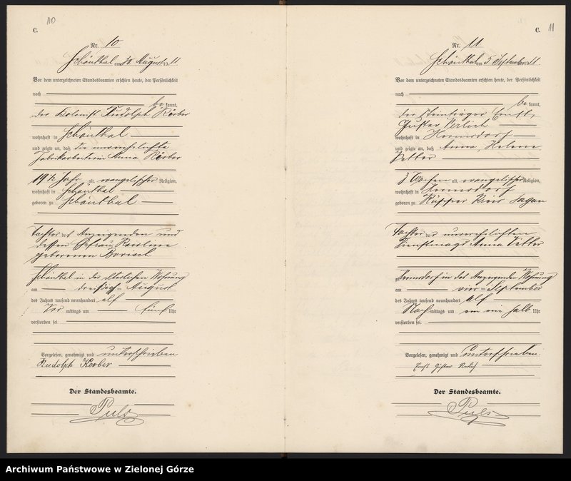 image.from.unit.number "Sterbe-Haupt-Register Standesamt Sagan Land"
