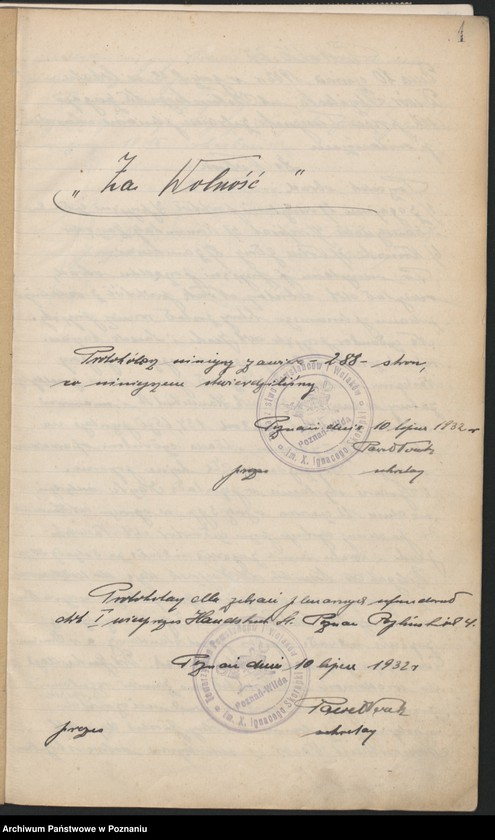 image.from.unit.number "Poznań - Wilda. Protokolarz z zebrań plenarnych Towarzystwa Powstańców i Wojaków."