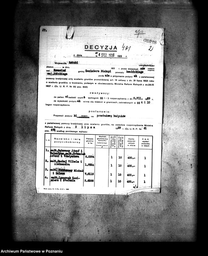 Obraz 5 z jednostki "Przyznanie pomocy kredytowej uczestnikom scalania gruntów wsi Nowa Wieś powiatu konińskiego"