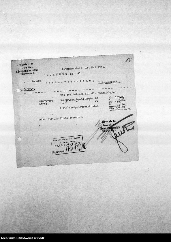 Obraz 17 z jednostki "[Korespondencja PSŻ z wydziałami i resortami getta w różnych sprawach]"