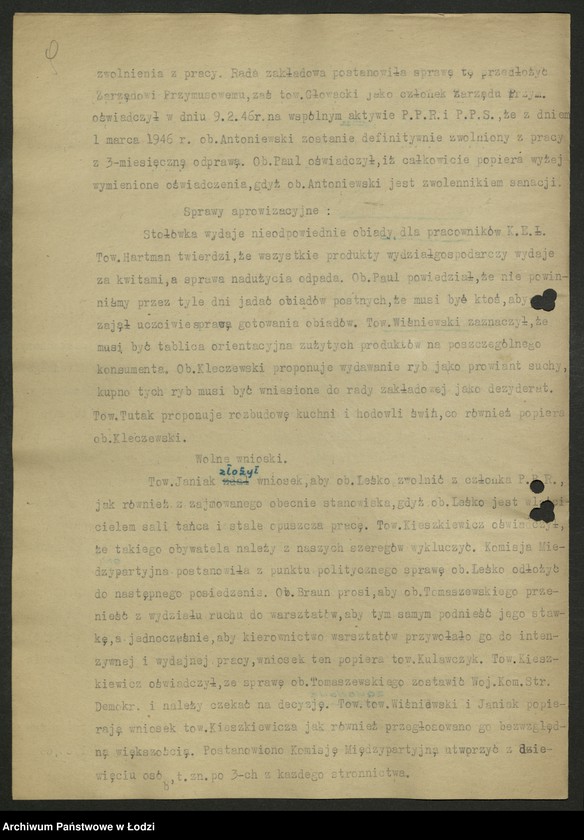 Obraz 10 z jednostki "Protokoły [wspólnych posiedzeń komitetów dzielnicowych PPS i PPR] T-2"