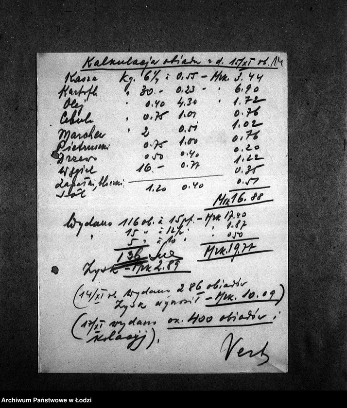 Obraz 16 z jednostki "[Kuchnia nr 404, ul. Drewnowska 12. Kuchnia nr 37, ul. Drewnowska 30. Kuchnia, ul. Drewnowska 32. Działalność kuchni, personel, konsumenci, kontrole]"