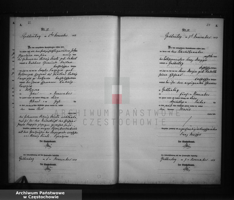image.from.unit.number "Geburts - Neben Register der Standesamt Guttentag für der Jahre 1874."