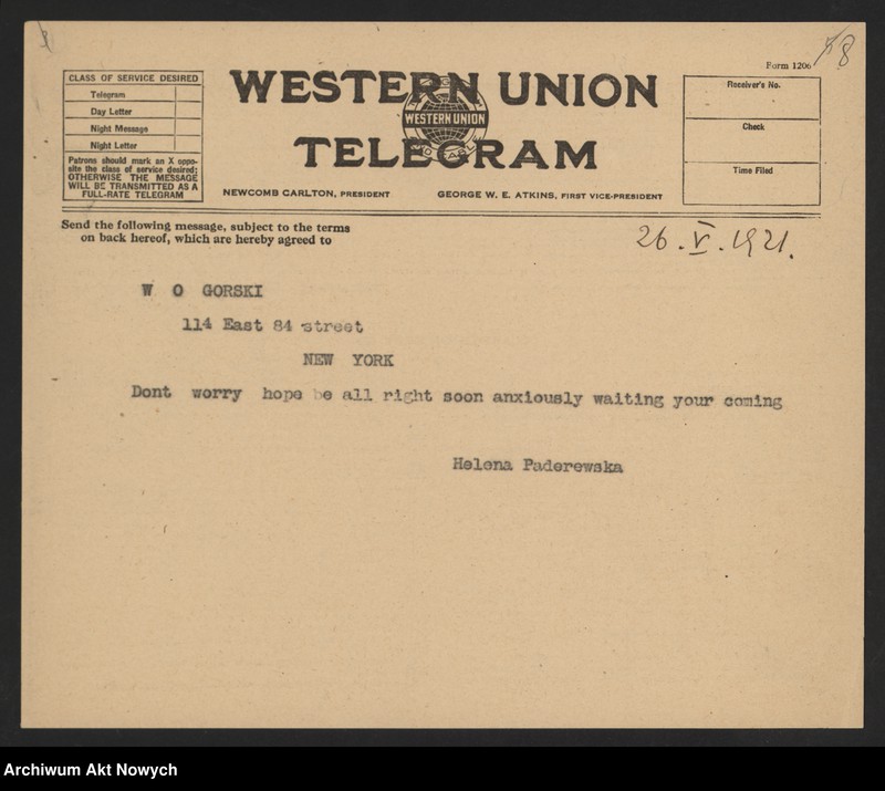 image.from.unit.number "Ignacy i Helena Paderewscy. Korespondencja; L.22"