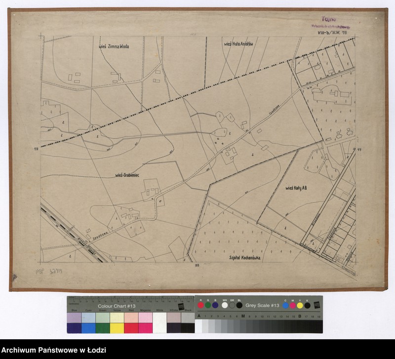 Obraz 1 z jednostki "Mapa sytuacyjno-wysokościowa Łodzi sekcja NW78 - ul.: Aleksandrowska, Spadkowa, Bruzdowa, Zagonowa, Glebowa, Kompostowa, wsie: Zimna Woda, Huta Aniołów, Grabieniec"