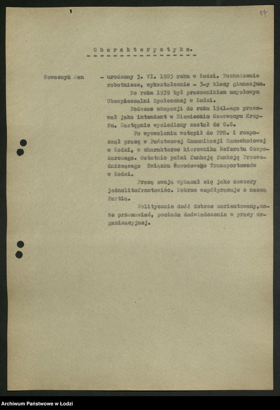 Obraz 18 z jednostki "Propozycje PPR i PPS w sprawie kierownictwa łódzkiej organizacji PZPR; [wykazy i charakterystyki kandydatów]"