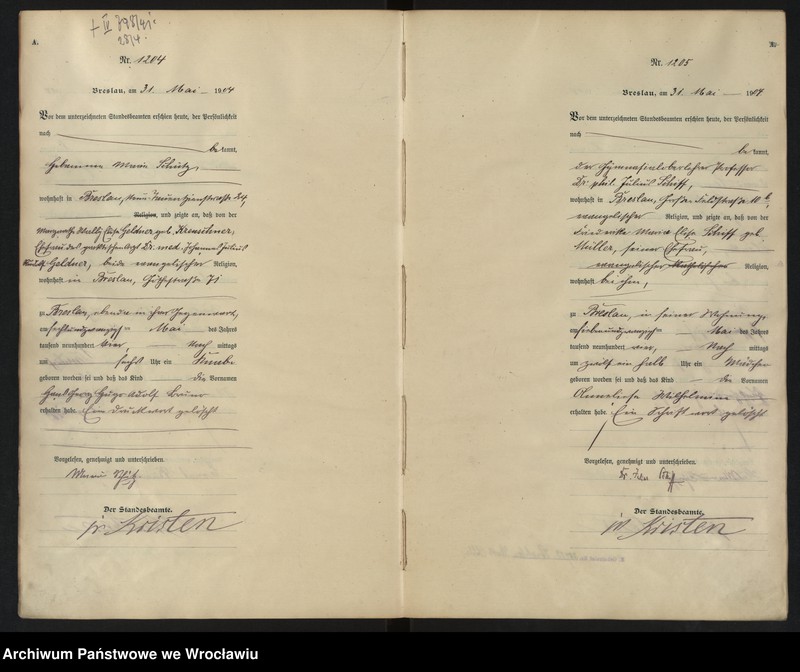 image.from.unit.number "Geburts-Haupt-Register Breslau II 1904 Band 4"