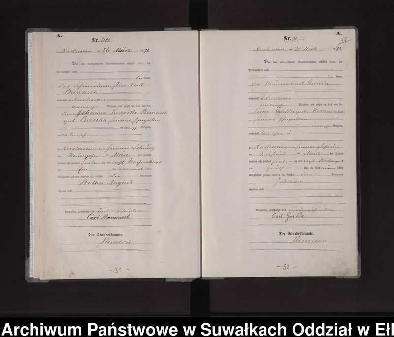 image.from.unit.number "Geburts-Haupt-Register des Königlich Preussischen Standes-Amtes der Stadt Nicolaiken Kreis Sensburg"